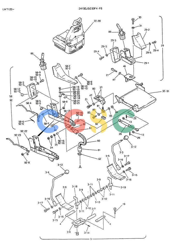 神钢零件查询(K904DL) - EXCAVATOR ASN LX1201 (1/84-12/03) (03-011[01]) - CONTROL ASSY (DOZER) (FOR EXPORT) Kobelco