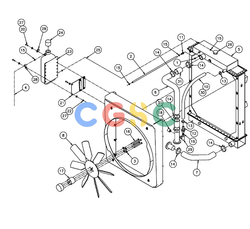 凯斯零件查询(FLX3300B) - FLOATER - 2002 (9/02-10/03) (02-017) - RADIATOR COMPONENTS Case Agriculture