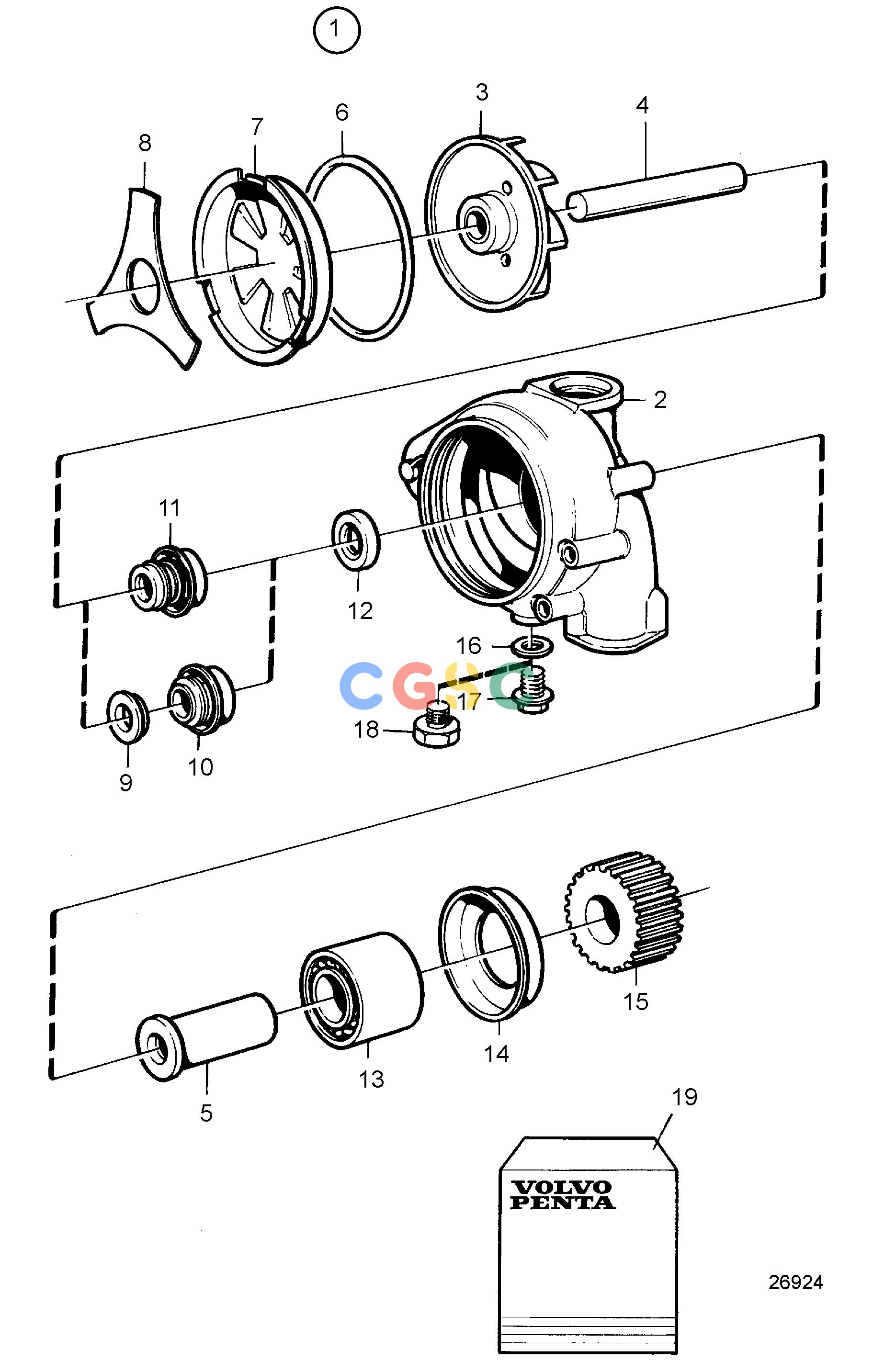 沃尔沃零件查询TAMD71B; TAMD73P-A; TAMD73WJ-ACooling SystemWater Pump, Components: 477397EPC Volvo Penta Parts catalog
