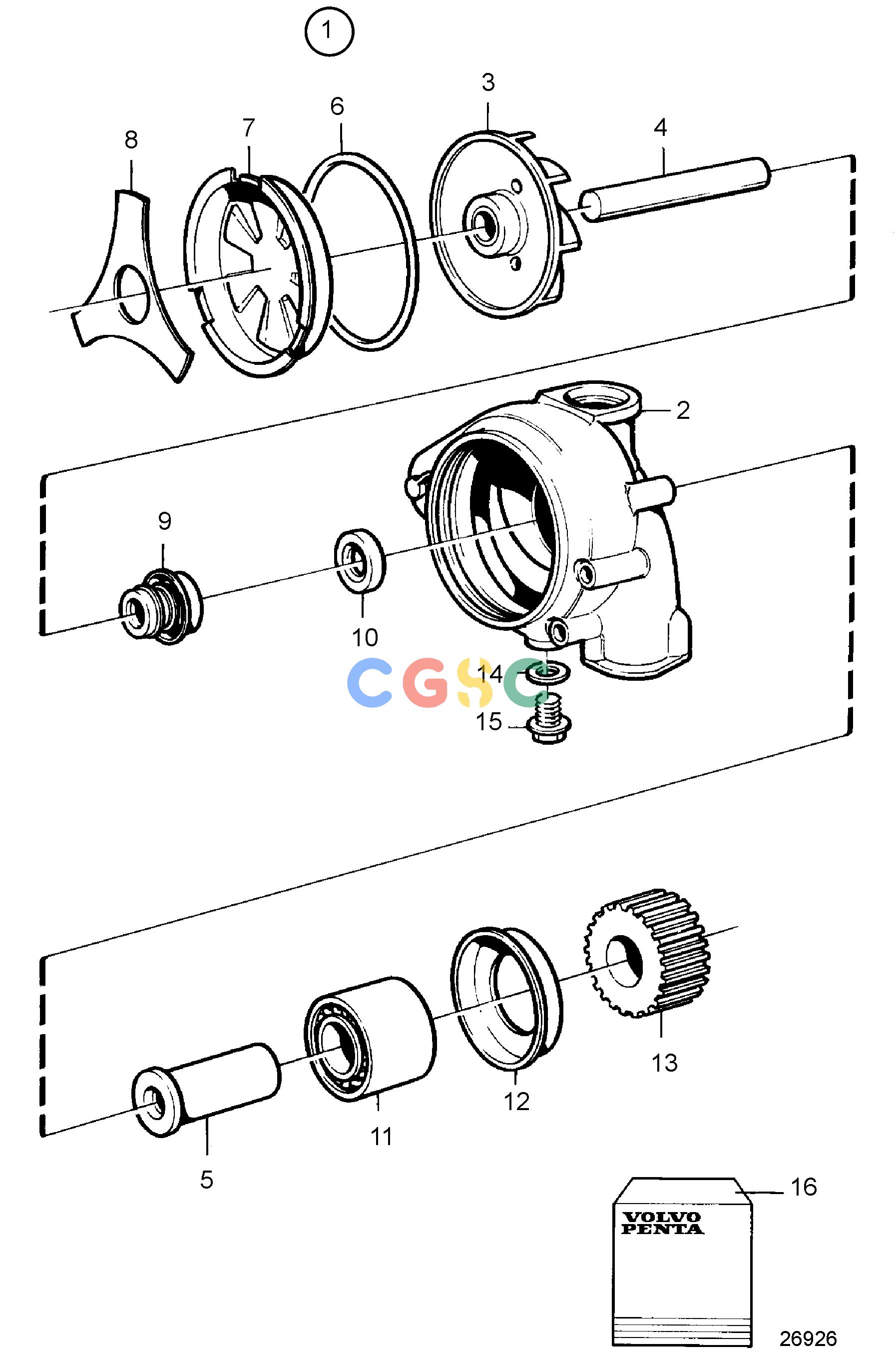 沃尔沃零件查询TAMD72P-A; TAMD72WJ-ACooling SystemWater Pump, Components: 8192050EPC Volvo Penta Parts catalog