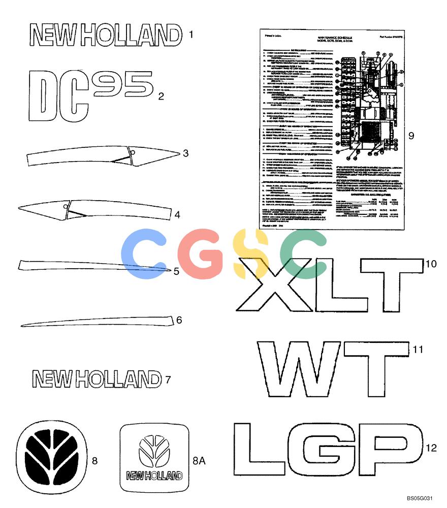 纽荷兰零件查询(DC95) - CRAWLER DOZER (8/04-) (09-46) - DECALS - ENGLISH New Holland Constructuion