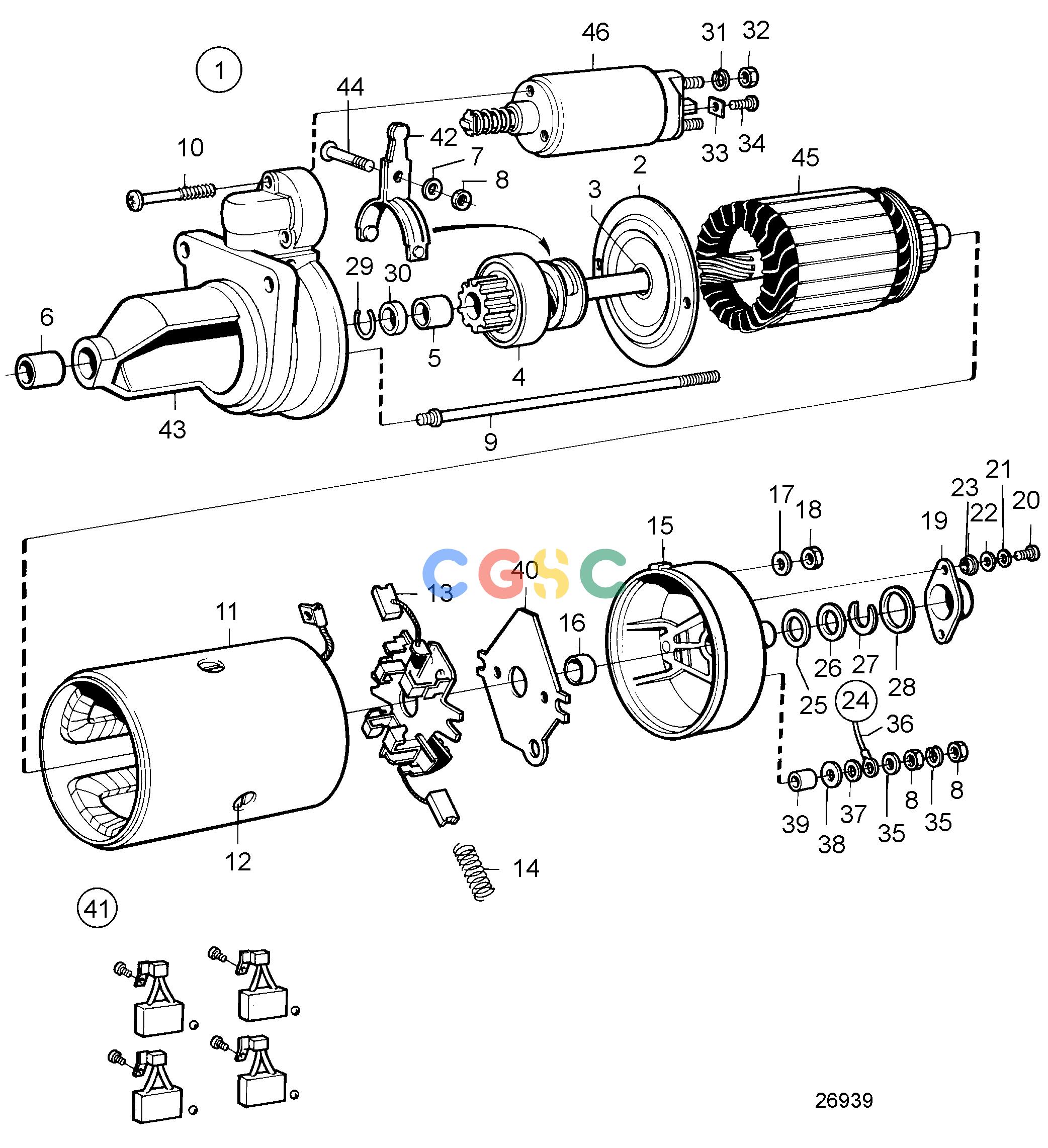 沃尔沃零件查询TMD41B; D41B; TAMD41B; AD41B; AD41BJElectrical SystemStarter MotorEPC Volvo Penta Parts catalog