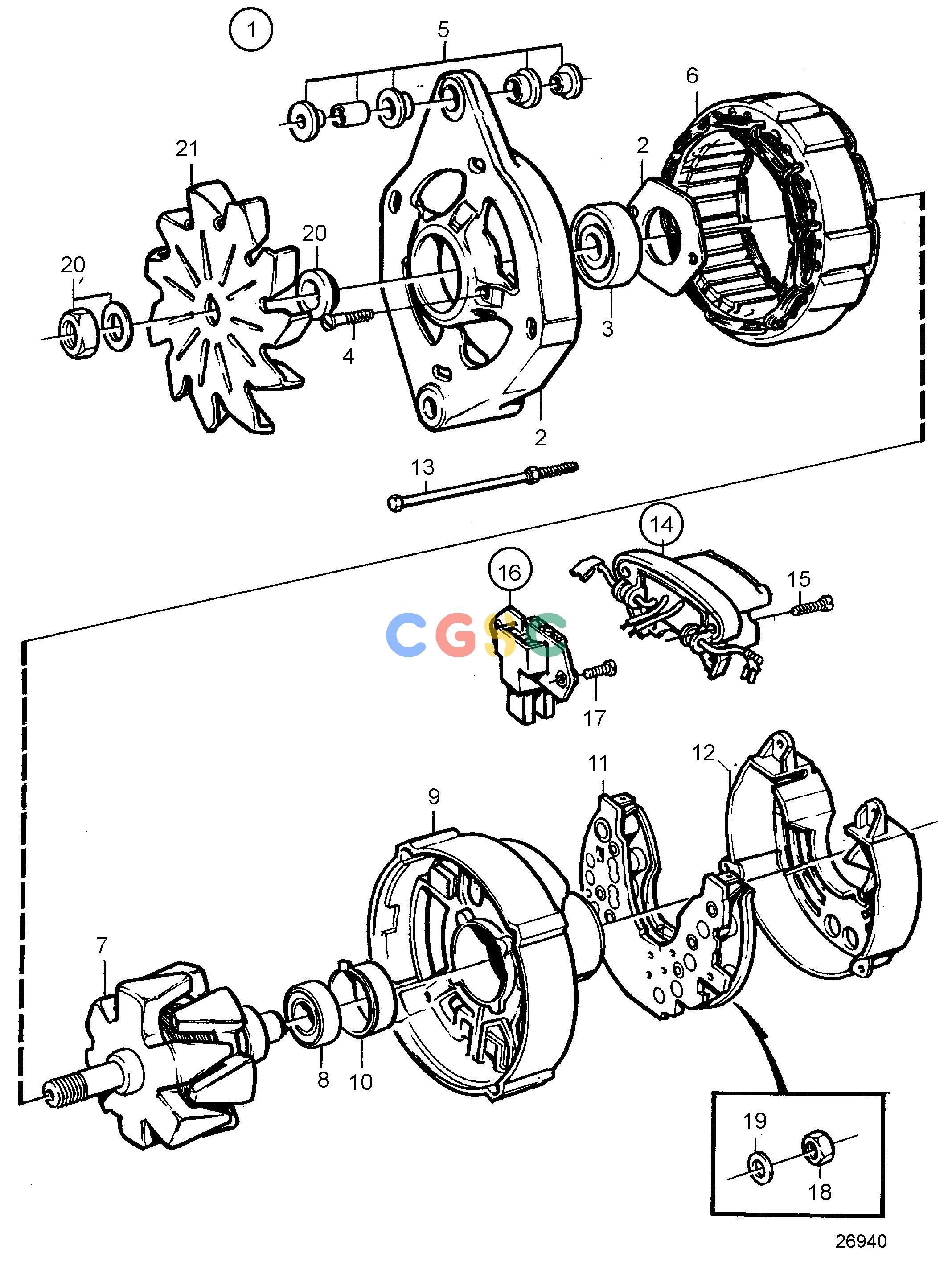沃尔沃零件查询TMD41B; D41B; TAMD41B; AD41B; AD41BJElectrical SystemAlternatorEPC Volvo Penta Parts catalog