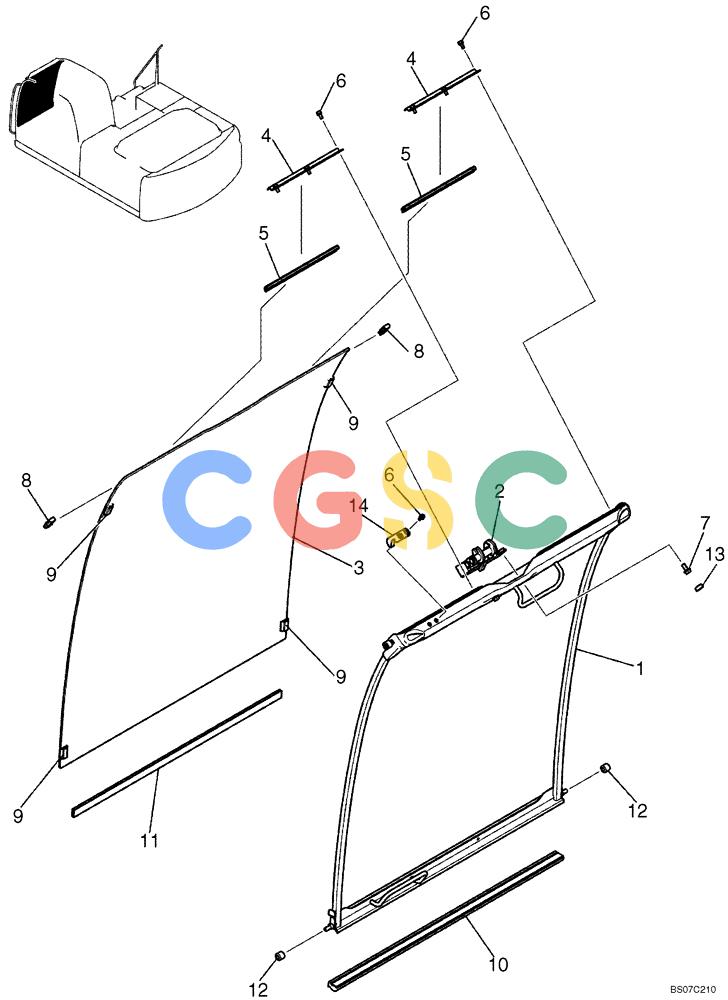 神钢零件查询(SK170-8) - ACERA MARK III EXCAVATOR - TIER 3 (NA) ASN YM04-U1601 - (5/07-12/12) (02-47[00]) - WINDOW ASSY, FRONT (YN50C00005F1) Kobelco