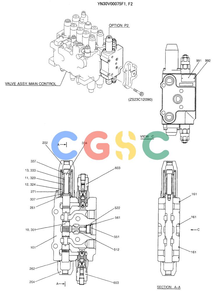 神钢零件查询(SK160LC-6E) - DYNAMIC ACERA EXCAVATOR 08/2004 ASN YM03U0523 (8/04-12/07) (07-029) - VALVE, CONTROL - NIBBLER & BREAKER (YN30V00075F1) Kobelco