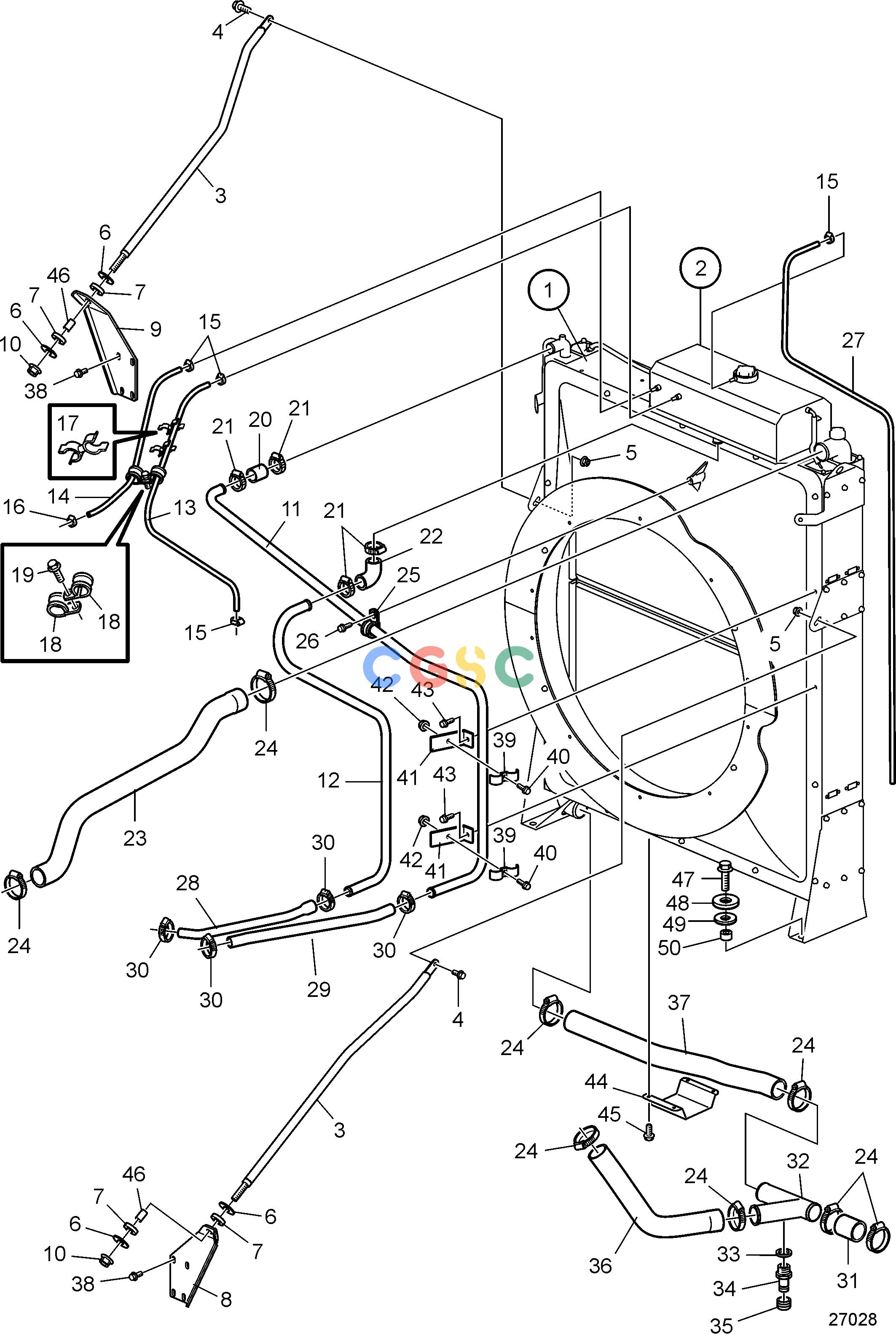 沃尔沃零件查询D16C-A MGCooling SystemRadiator with Installation ComponentsEPC Volvo Penta Parts catalog