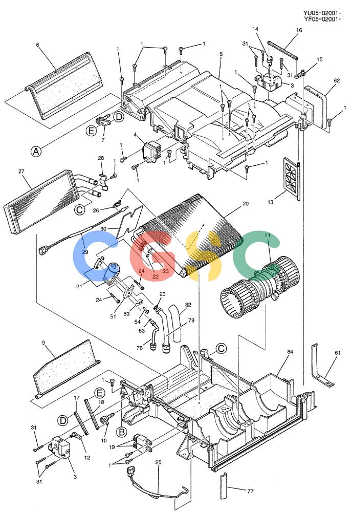 纽荷兰零件查询(E235BSRNLC) - CRAWLER EXCAVATOR ASN YU05-02001 (01-066[02]) - CONDITIONER ASSY, AIR, P/N YN20M00107F2 New Holland Constructuion