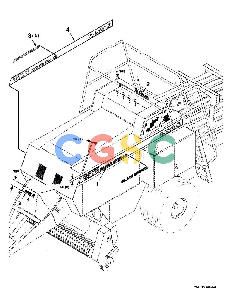 凯斯零件查询(8575) - CASE IH MID-SIZE RECTANGULAR BALER (EUROPE) (1/95-12/00) (9-02) - DECALS AND LOCATION DIAGRAM Case Agriculture