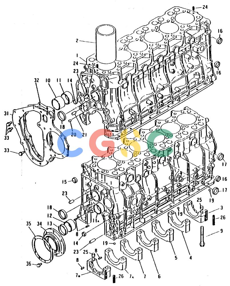 神钢零件查询(6D31-T) - MITSUBISHI DIESEL ENGINE - MD200BLC EXCAVATORS (1/06-12/06) (01-001) - CYLINDER BLOCK Kobelco