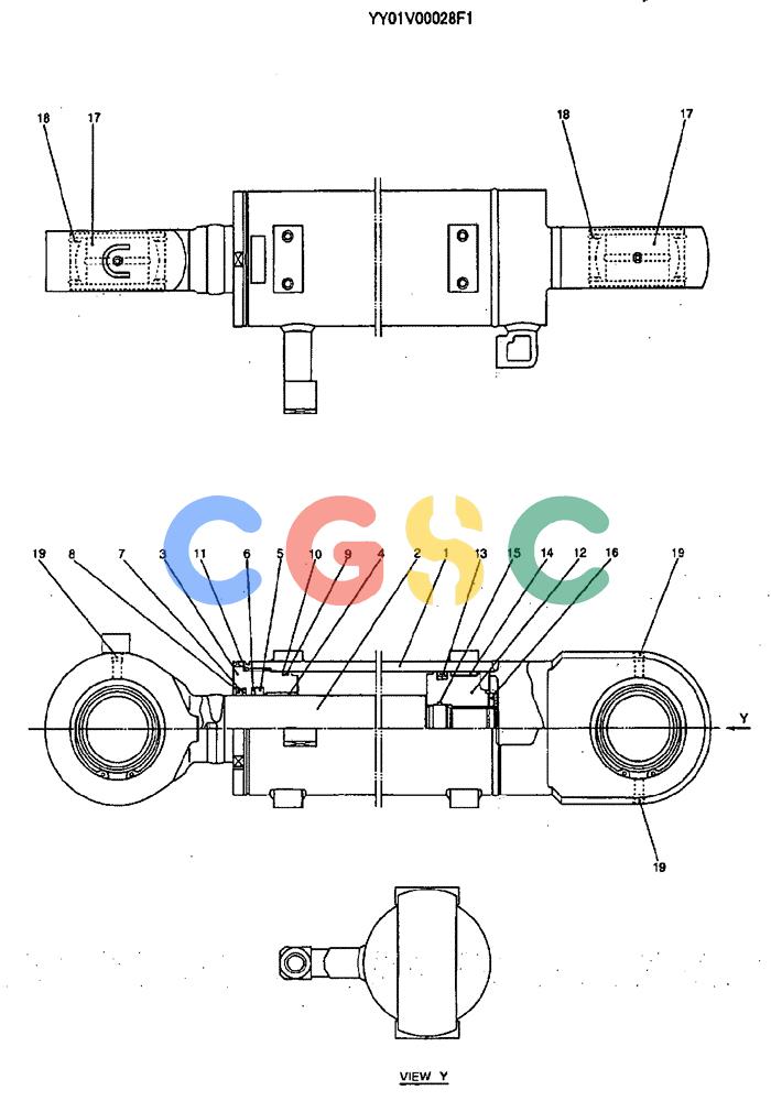 神钢零件查询(ED150) - BLADE RUNNER EXCAVATOR/DOZER ASN YH02-01384 (4/02-12/03) (04-012) - CYLINDER ASSY, ANGLE Kobelco