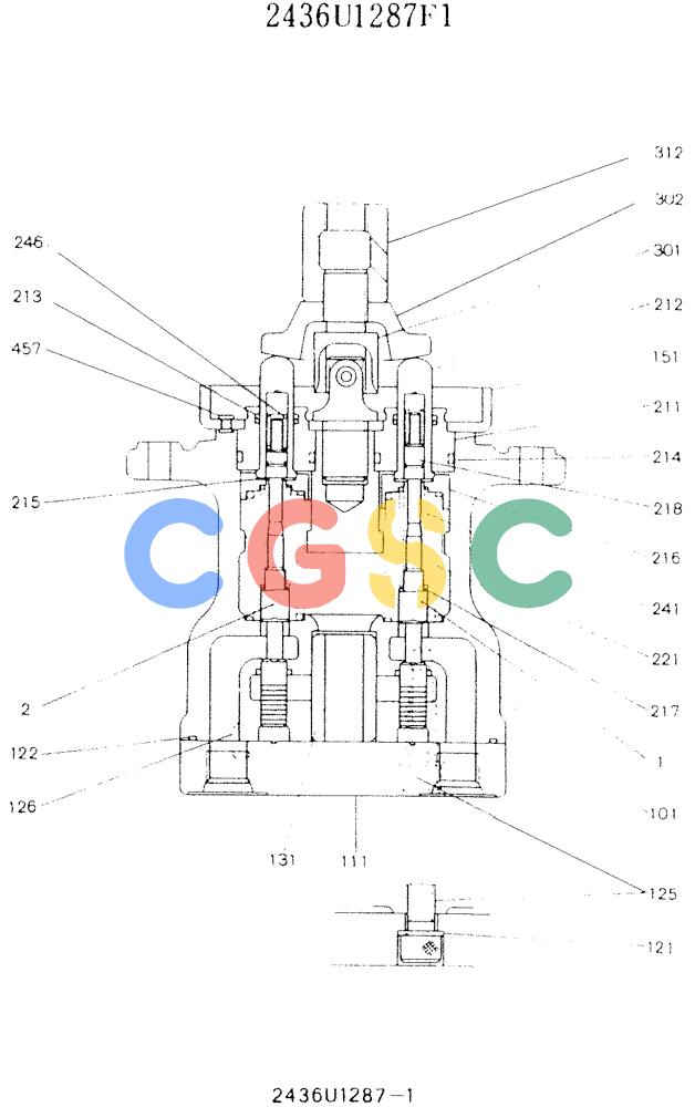 神钢零件查询(K907LC) - MARK II EXCAVATOR ASN YQ0565 (NA) (1/87-12/03) (11-033 ) - VALVE ASSY, PILOT, P/N 2436U1287F1 Kobelco