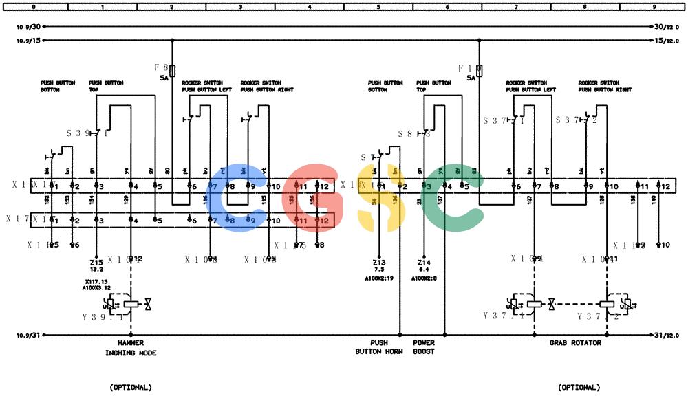 纽荷兰零件查询(EC240) - CRAWLER EXCAVATOR (5/00-) (31.051[011]) - ELECTRICAL COMPON. I.CIRCUIT DIAGRAM Page 11 (S/N 724002-UP) New Holland Constructuion
