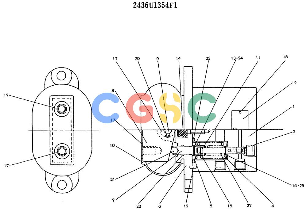 神钢零件查询(MD320BLC) - EXCAVATOR BTW YC0301 - YC0747 (1/80-12/06) (11-020) - VALVE ASSY, PILOT 2436U1354F1 Kobelco