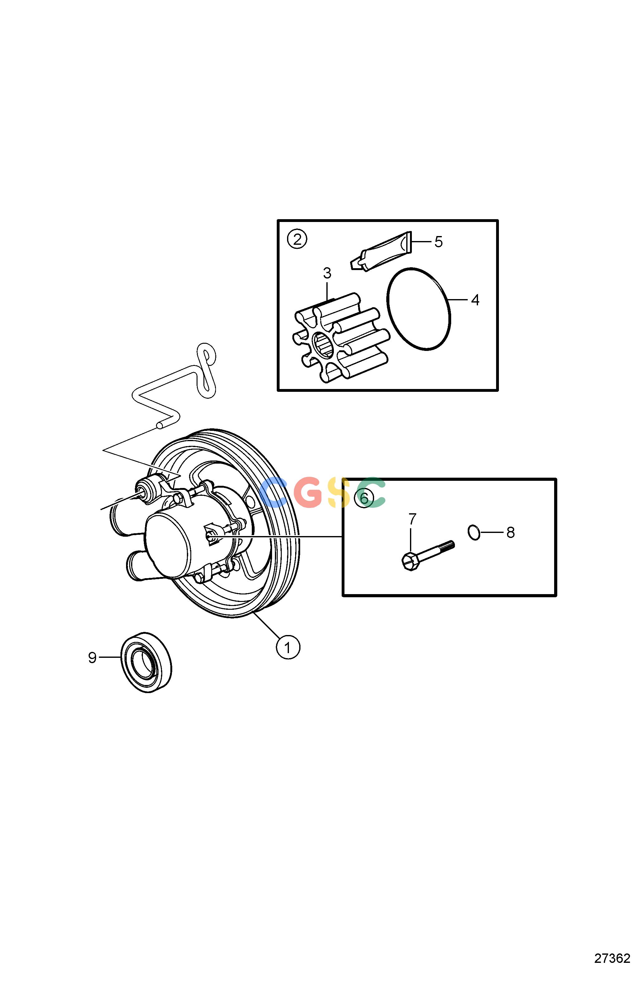 沃尔沃零件查询5.0GL-F; 5.0GL-FFCooling SystemSeawater Pump PartsEPC Volvo Penta Parts catalog