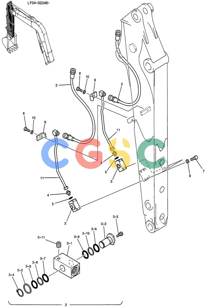 纽荷兰零件查询(E80) - MIDI CRAWLER EXCAVATOR ASN LF04-02001 (03-007) - HYDRAULIC LINES, ARM 1.8M (NIBBLER & BREAKER) New Holland Constructuion