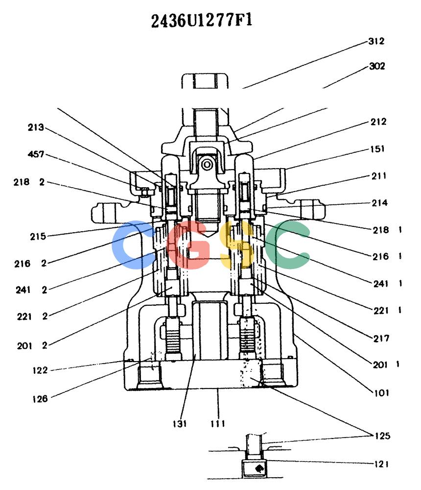 神钢零件查询(K904) - MARK II EXCAVATOR ASN YW1119 (1/88-12/03) (11-031) - VALVE ASSY, PILOT, P/N 2436U1277F1 Kobelco