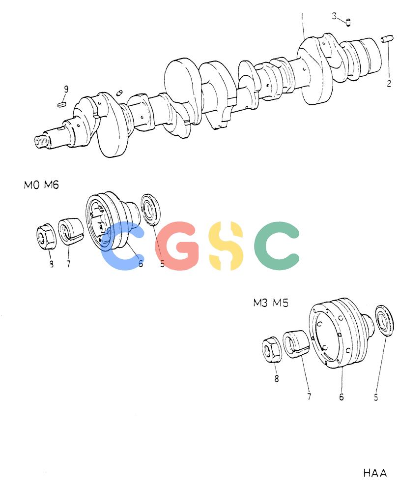 神钢零件查询(6D16-T) - MITSUBISHI DIESEL ENGINE - K907 & MD180LC (1/87-12/06) (01-015) - CRANKSHAFT & PULLEY Kobelco