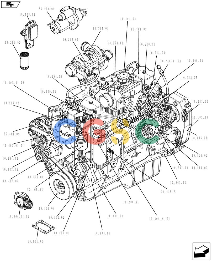 神钢零件查询(F4GE9684R J605) - ENGINE 5801404376 - 84370655 (11/13-) (10.000.01[01]) - PICTORIAL OVERVIEW 1/1 - ENGINE (5801404376) Kobelco