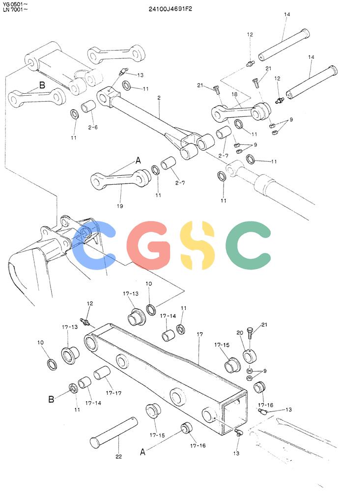 神钢零件查询(K907DLC) - EXCAVATOR ASN YG0501 (1/86-12/03) (09-008) - ARM ASSY, EXTENSION Kobelco