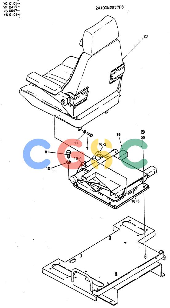 神钢零件查询(MD400LC) - EXCAVATOR BTW YS0101 - YS0200 (1/80-12/06) (02-005) - SEAT ASSY/ P.N. 24100N2977F8 Kobelco