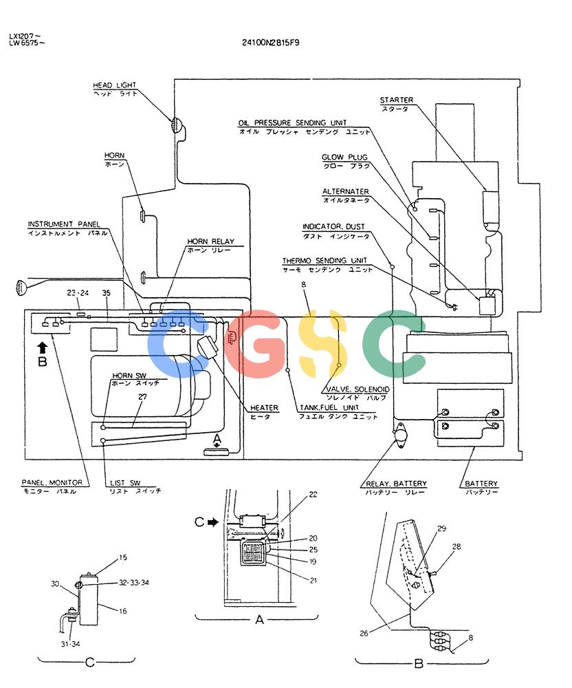 神钢零件查询(K904DL) - EXCAVATOR ASN LX1201 (1/84-12/03) (08-040) - WIRING ASSY, ELEC Kobelco