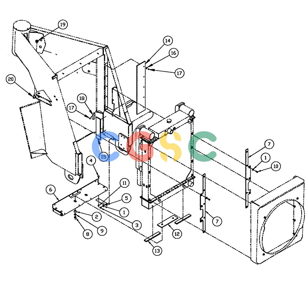 凯斯零件查询(FLX3300B) - FLOATER - 2002 (9/02-10/03) (02-020) - RADIATOR MOUNTING ASSEMBLY Case Agriculture