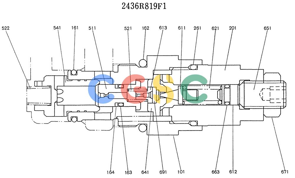 神钢零件查询(K905LC) - MARK II EXCAVATOR BTW YP1001 - YP1281 (1/87-12/03) (11-015) - VALVE ASSY, PORT RELIEF (P/N 2436R819F1) Kobelco