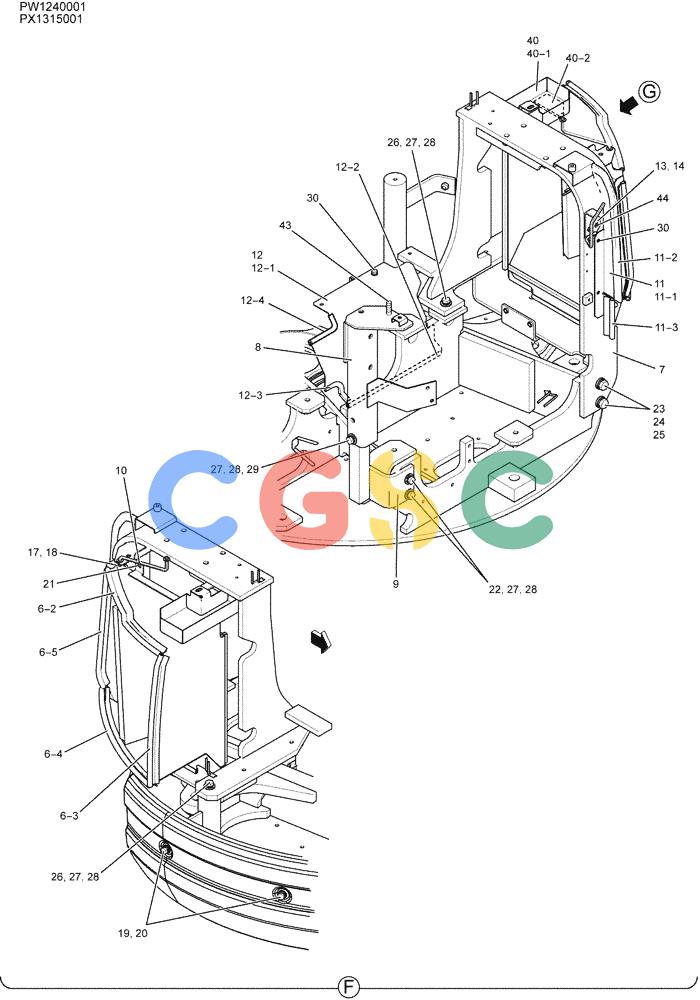 纽荷兰零件查询(E35SR) - COMPACT CRAWLER EXCAVATOR ASN PX13-15001 (N6TN61732) (NA) (1/06-) (01-055[04]) - GUARD INSTAL (CAB) New Holland Constructuion