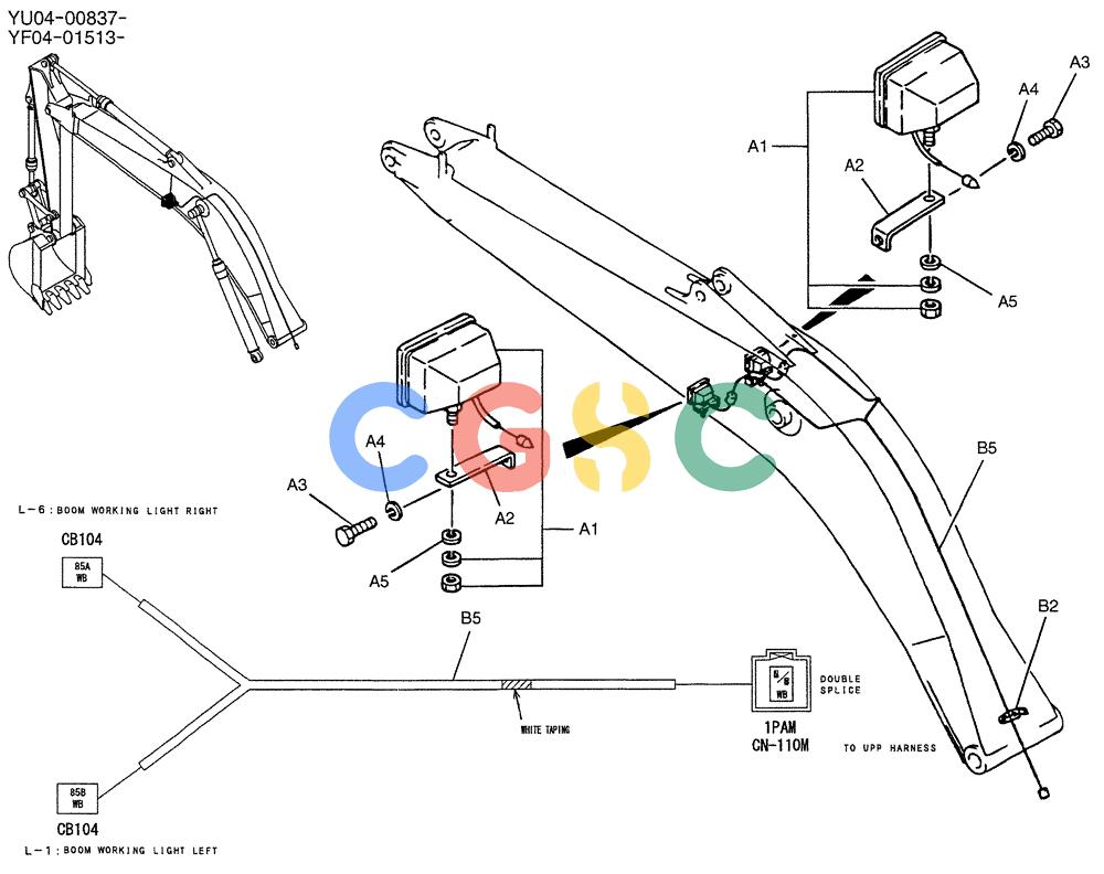 纽荷兰零件查询(E235SRLC) - CRAWLER EXCAVATOR BTW YU04-00837 - YU04-01417 (03-003) - LIGHT INSTAL (BOOM) New Holland Constructuion