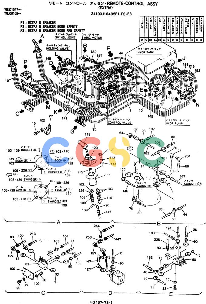 神钢零件查询(BREAKER) - NIBBLER AND BREAKER ATTACHMENT - SK200LC EXCAVATORS (9/04-) (167-73) - Wrist Control and Pilot Line Group (Extra and Breaker) (Extra and Breaker Boom Safety) (Extra and Breaker Boom Arm Safety) Kobelco