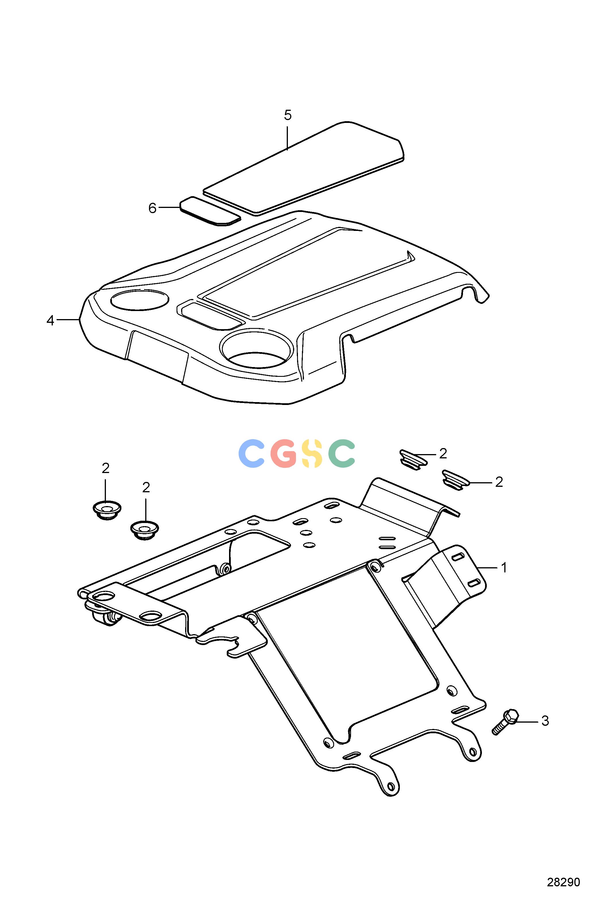 沃尔沃零件查询V6-280-J; V6-240-J; V6-200-JIgnitionMain Component Bracket and Engine CoverEPC Volvo Penta Parts catalog