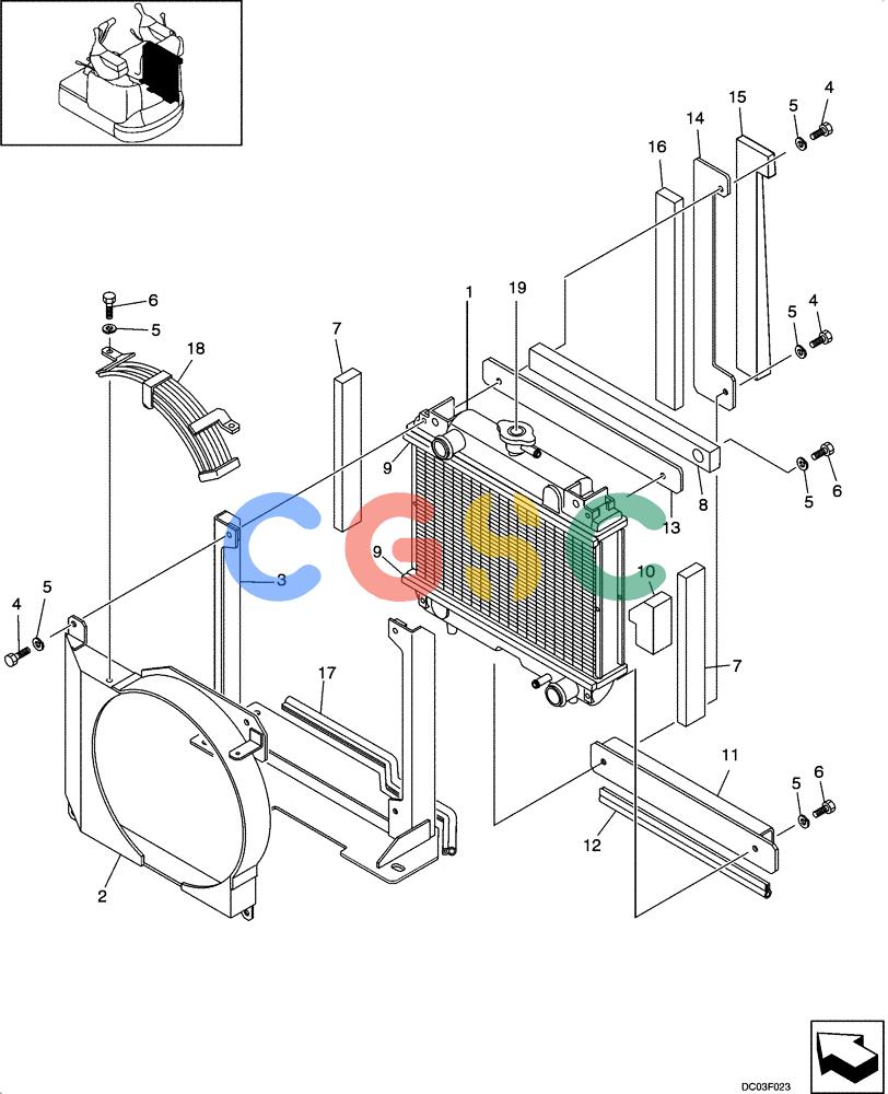 纽荷兰零件查询(E15) - COMPACT CRAWLER EXCAVATOR (N.A.) (1/06-) (02-07[00]) - RADIATOR New Holland Constructuion
