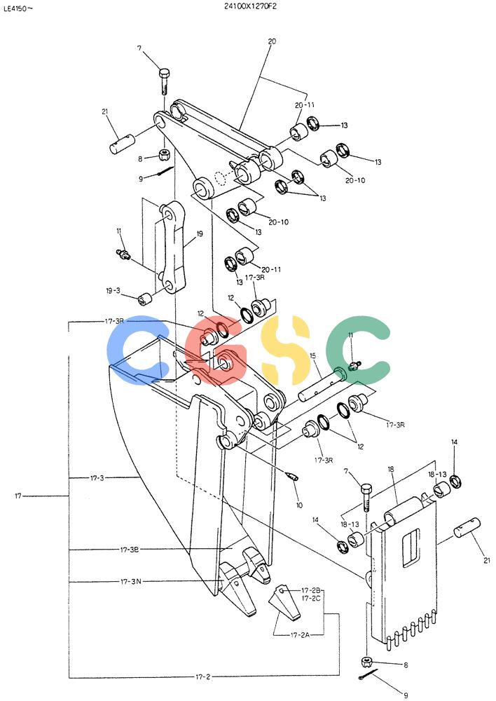 神钢零件查询(K903B) - EXCAVATOR ASN LE3401 (1/85-12/03) (09-014) - BUCKET ASSY, EJECTOR P/N 24100X1270F2 Kobelco