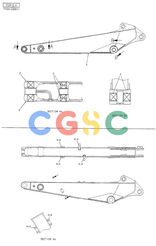 神钢零件查询(BREAKER) - ATTACHMENT (N&B) - SK115SR & SK135SR - ASN YV04, YY04, YH04-03001 (9/04-) (02-025) - ARM, SHORT 1.9M (BREAKER) Kobelco