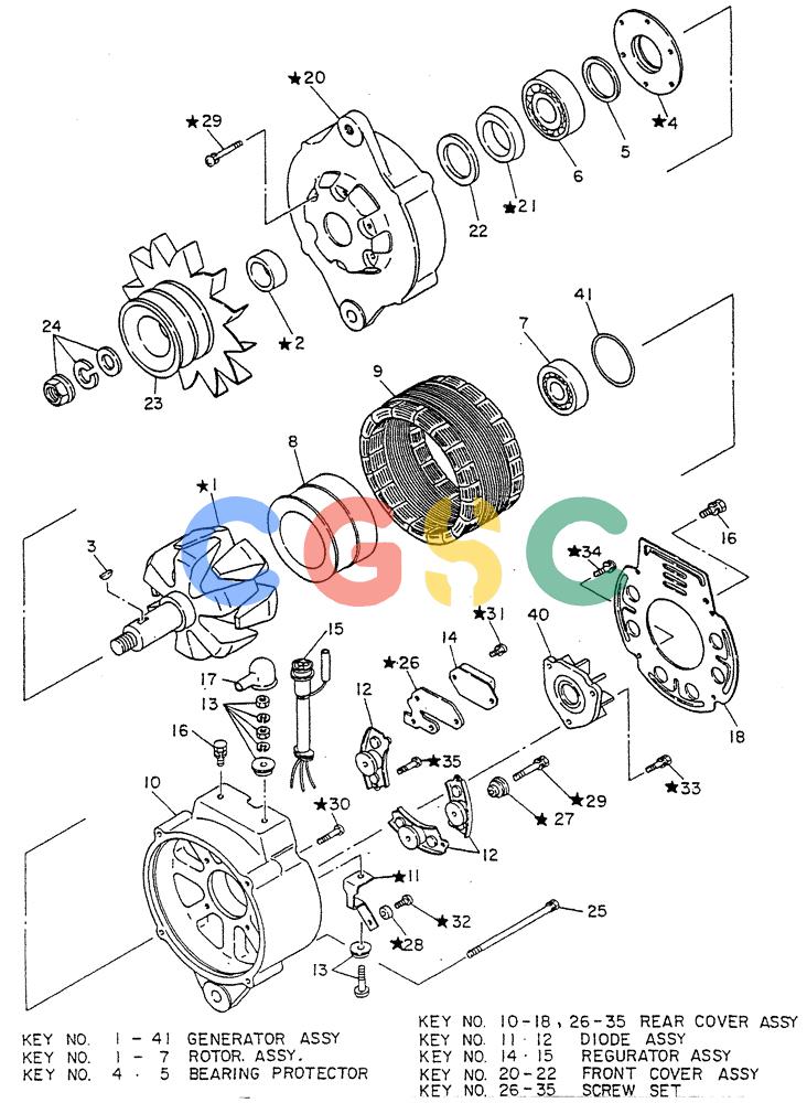 神钢零件查询(FD6(T)14) - NISSAN DIESEL ENGINE ASN 050001 - LK400 & LK500A (1/06-12/06) (07-002) - GENERATOR (INNER PARTS) Kobelco