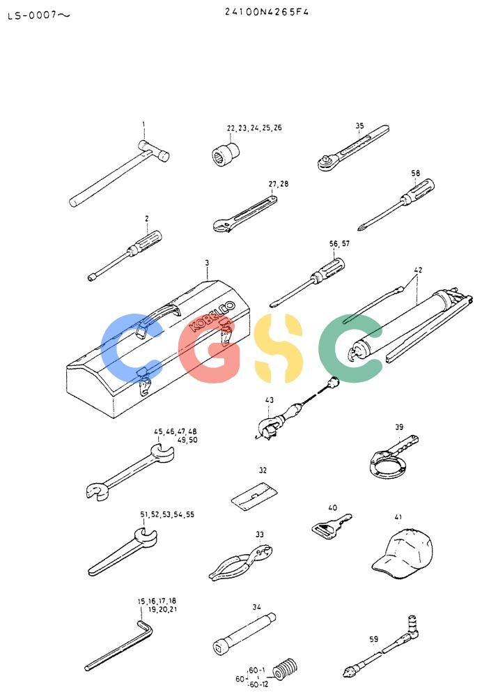 神钢零件查询(K916LC) - EXCAVATOR ASN YS0119 (1/87-12/03) (08-043) - TOOL ASSY (FOR NORTH EUROPE) Kobelco