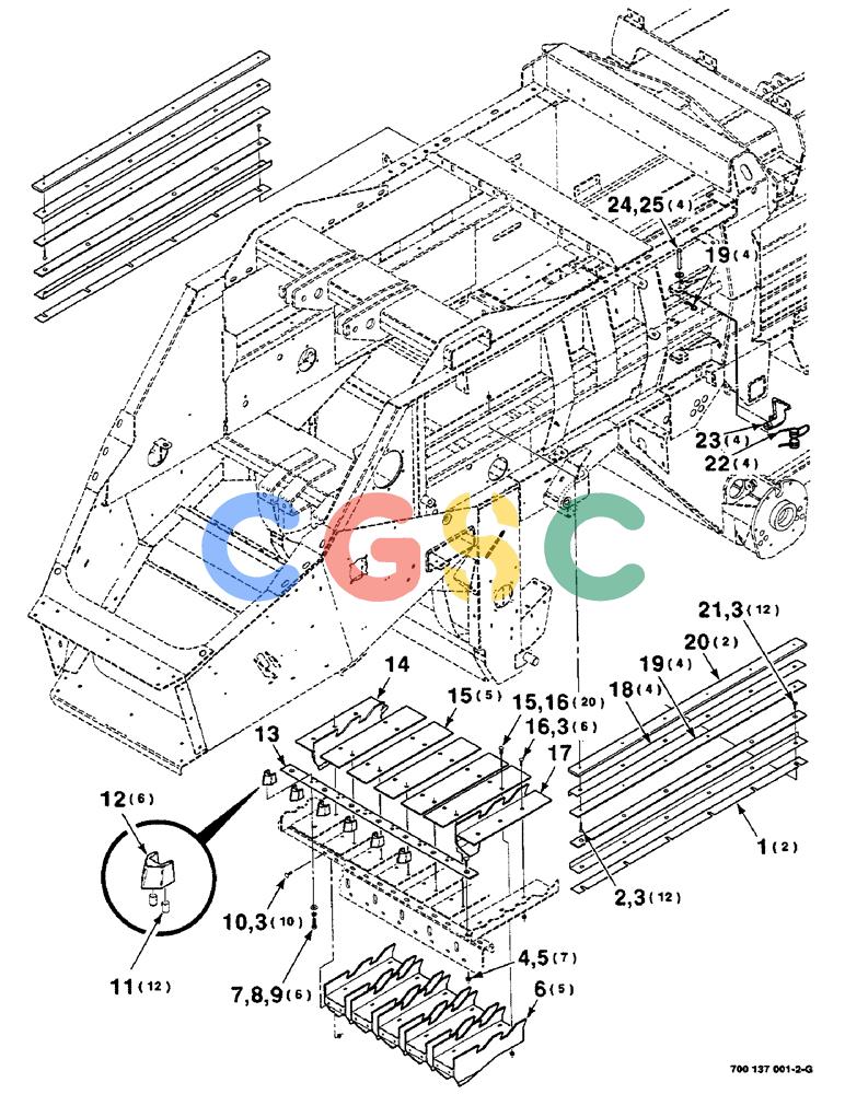 凯斯零件查询(8585) - CASE IH LARGE (3 X 4) RECTANGLER BALER (1/98-12/00) (7-02) - PLUNGER RAILS, KNIVES AND HAY DOG ASSEMBLIES Case Agriculture