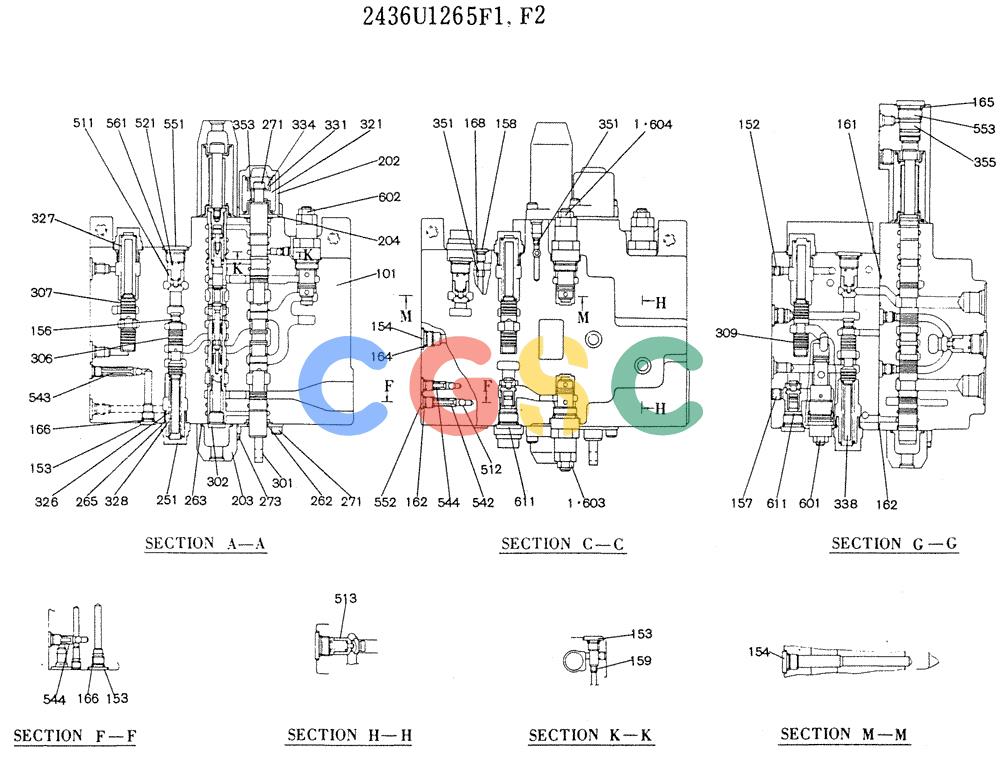 神钢零件查询(K905LC) - MARK II EXCAVATOR BTW YP1001 - YP1281 (1/87-12/03) (11-027[02]) - VALVE ASSY, CONTROL (P/N 2436U1265F1,F2) Kobelco