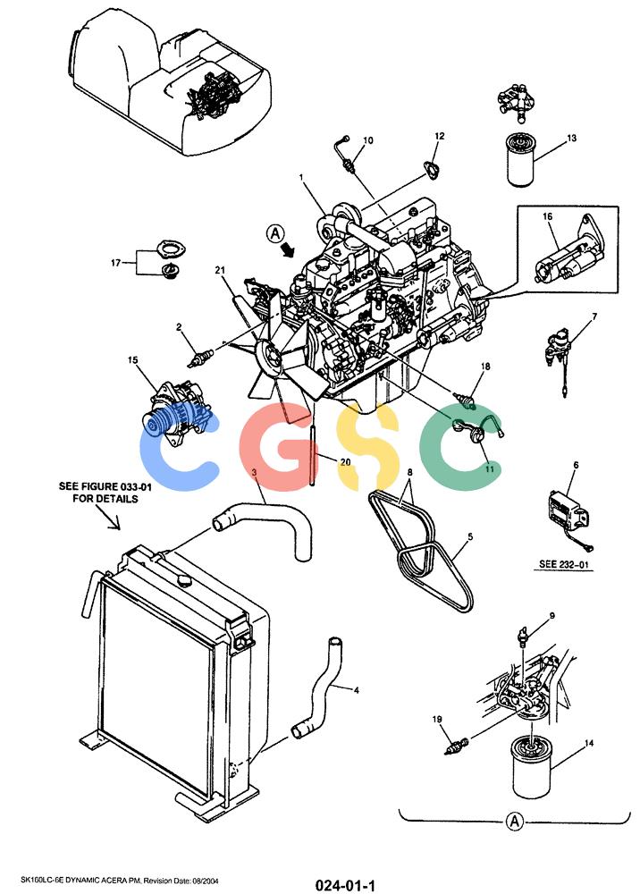 神钢零件查询(SK160LC-6E) - DYNAMIC ACERA EXCAVATOR 08/2004 ASN YM03U0523 (8/04-12/07) (01-003) - ENGINE ASSEMBLY Kobelco