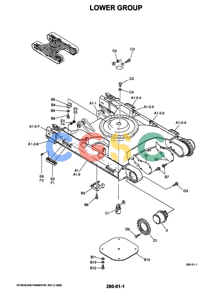 神钢零件查询(ED190LC-6E) - BLADE RUNNER EXCAVATOR/DOZER BTW YL03U0136 - YL03U0292 (1/05-12/06) (02-001) - LOWER GROUP Kobelco