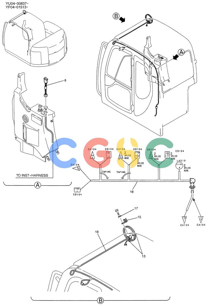 纽荷兰零件查询(E235SRLC) - CRAWLER EXCAVATOR BTW YU04-00837 - YU04-01417 (05-005) - LIGHT INSTAL (5 LIGHT) New Holland Constructuion