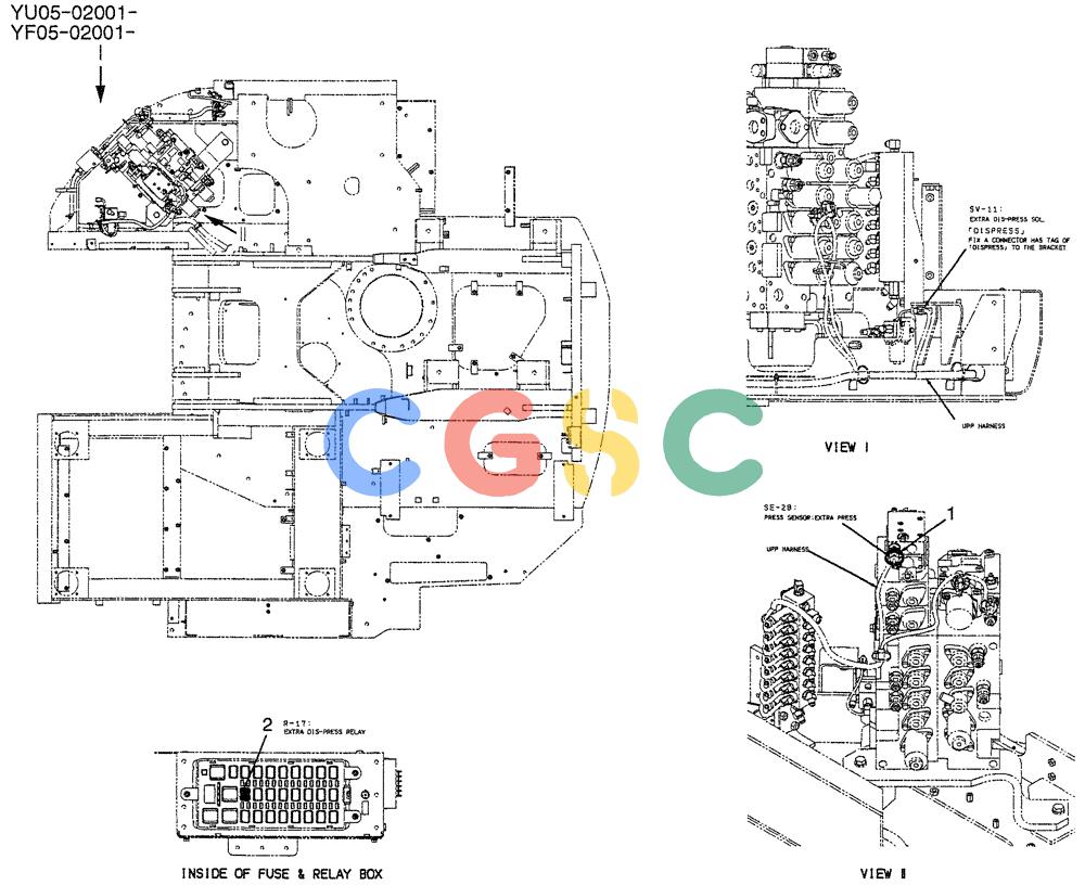 纽荷兰零件查询(E235BSRNLC) - CRAWLER EXCAVATOR ASN YU05-02001 (08-007) - HARNESS ASSY, UPP, P/N YB13E00033F1 New Holland Constructuion