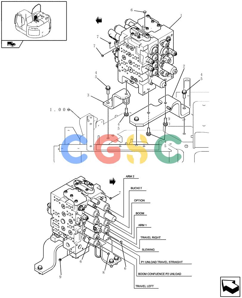 纽荷兰零件查询(E235BSR) - CRAWLER EXCAVATOR (5/07-) (1.050[01]) - HYDRAULIC CONTROL VALVE New Holland Constructuion