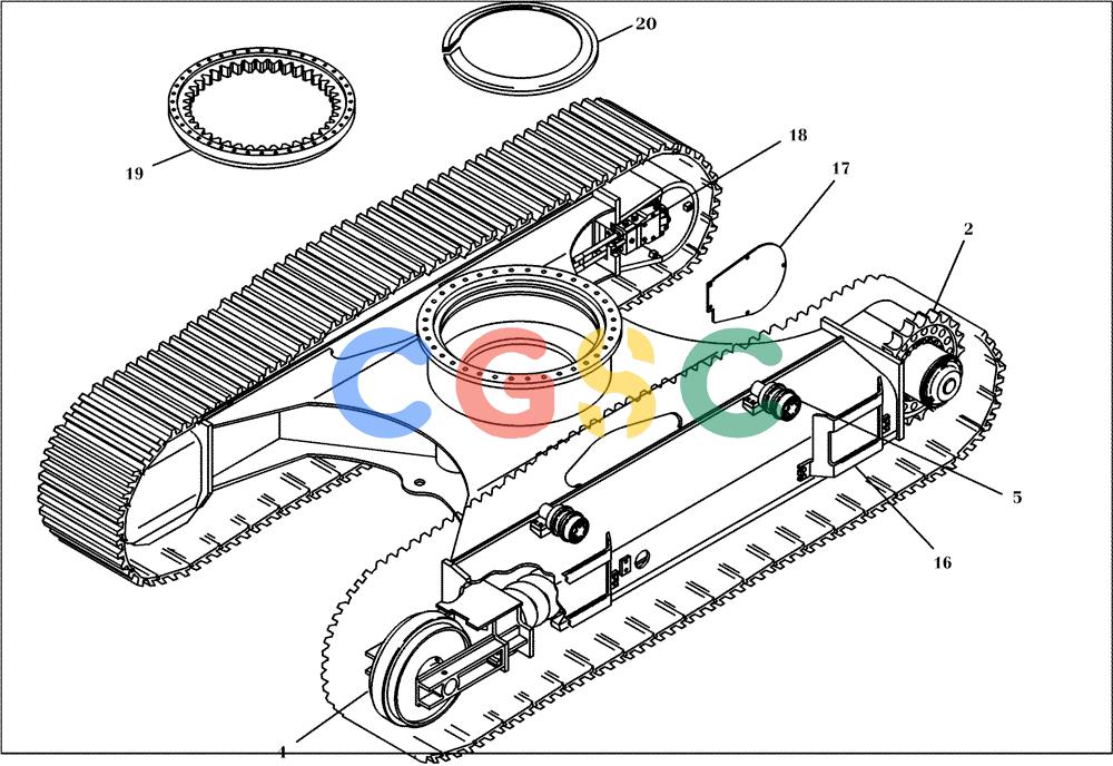 纽荷兰零件查询(EC450) - CRAWLER EXCAVATOR (SN: 750001-UP) (11/99-) (00.200[002]) - LOWER CARRIAGE EXCAVATOR (S/N 750002-750005) New Holland Constructuion