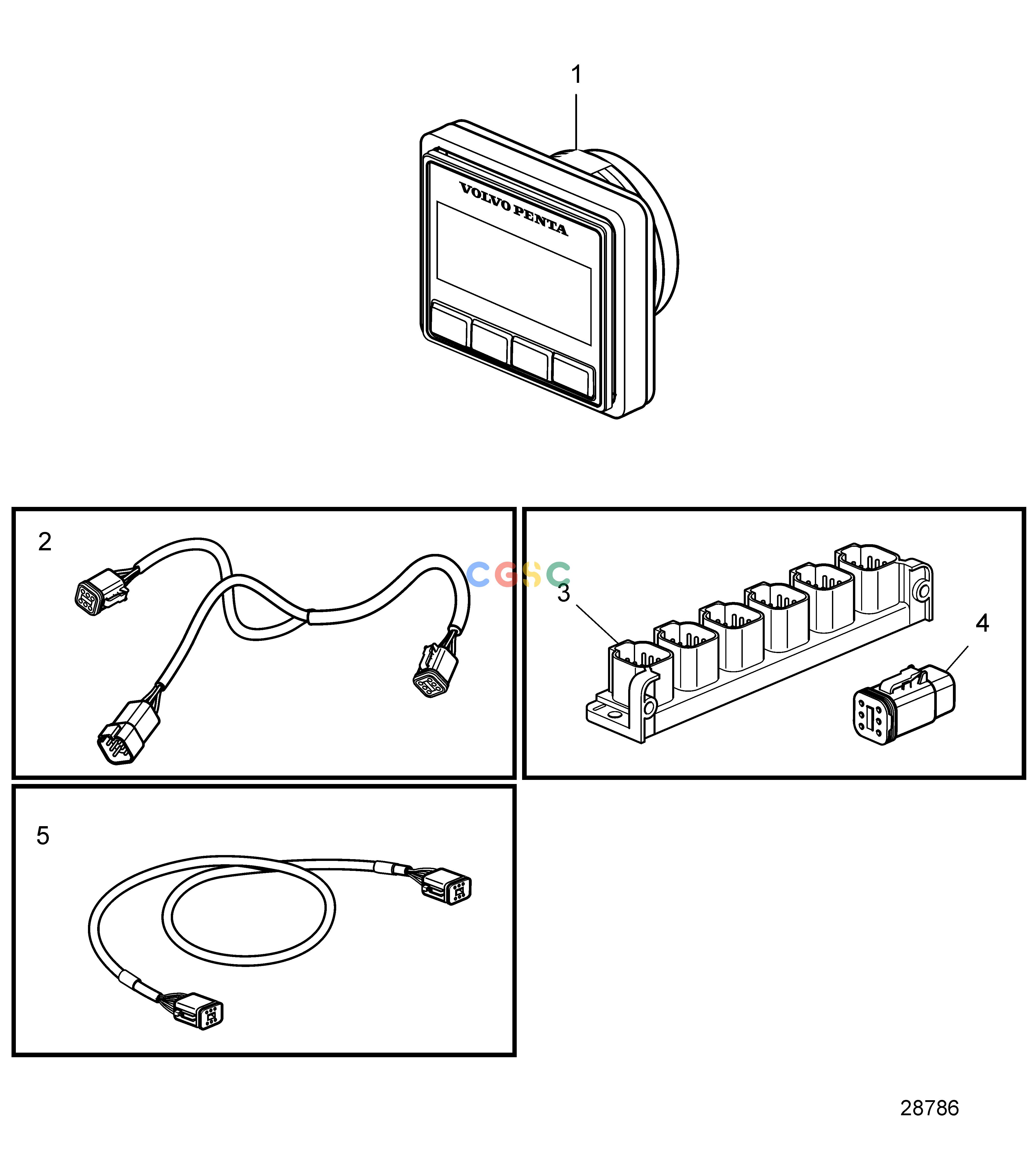 沃尔沃零件查询D8A1-A MP; D8A2-A MPElectrical SystemSecondary Station, Single Installation, EVC-E3EPC Volvo Penta Parts catalog