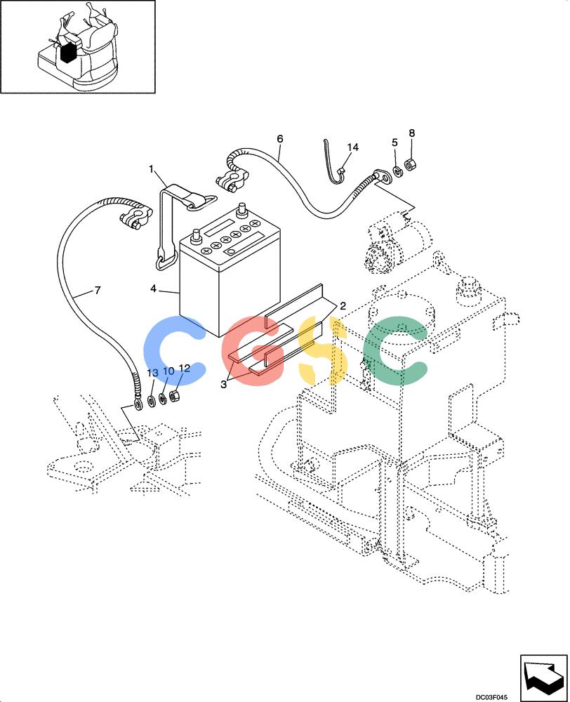纽荷兰零件查询(E15) - COMPACT CRAWLER EXCAVATOR (N.A.) (1/06-) (04-05[00]) - BATTERY MOUNTING New Holland Constructuion