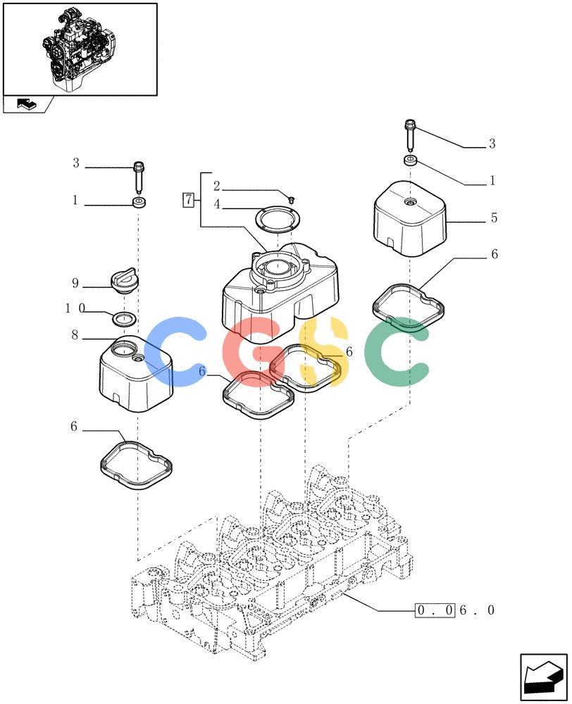 神钢零件查询(F4GE9484A J601) - ENGINE - 504103783 - 920019898 (1/13-) (0.06.3) - CYLINDER HEAD COVERS (504063159) Kobelco