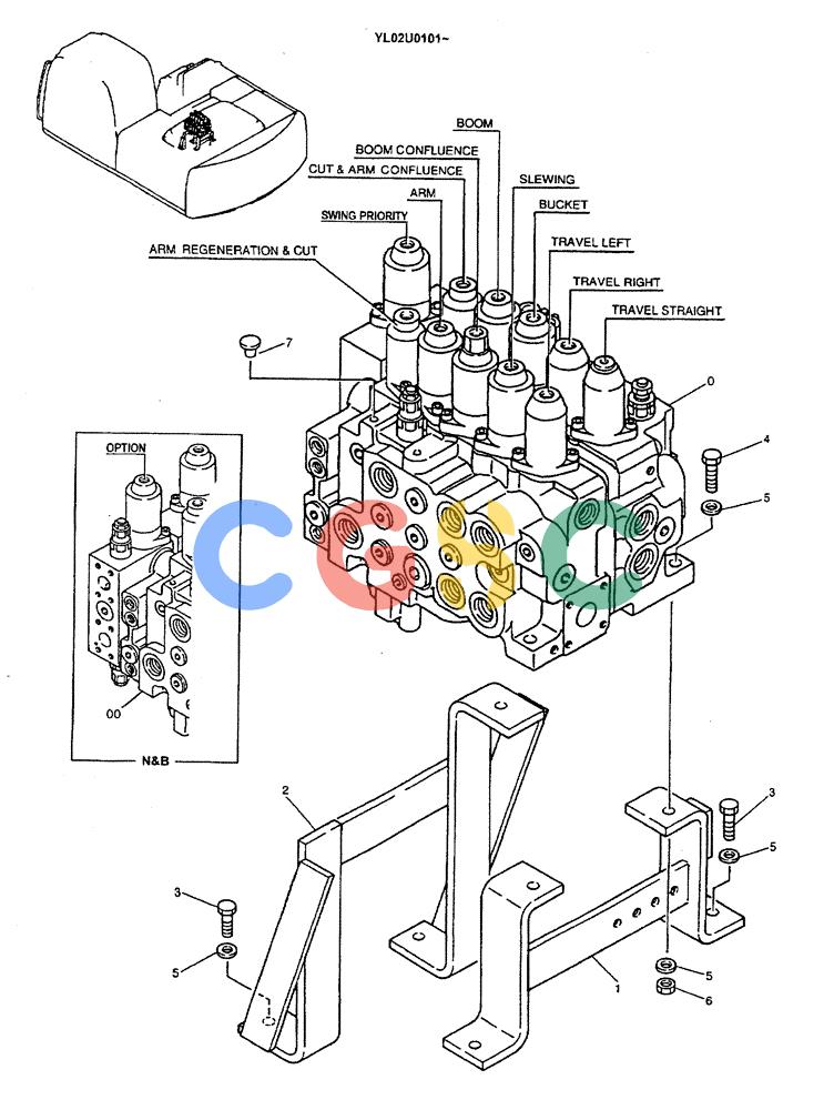 神钢零件查询(ED190LC) - BLADE RUNNER EXCAVATOR/DOZER BTW YL02U0101 - YL03U0135 (1/02-12/06) (01-017) - VALVE INSTAL Kobelco