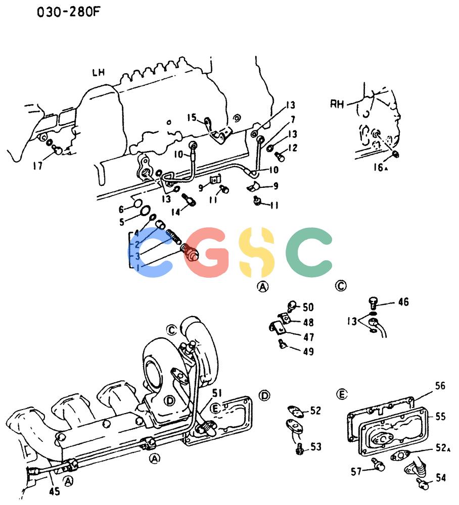 神钢零件查询(6D16-T) - MITSUBISHI DIESEL ENGINE - K909 II & K909LC II EXCAVATORS (1/87-12/06) (01-014) - OIL LINE Kobelco