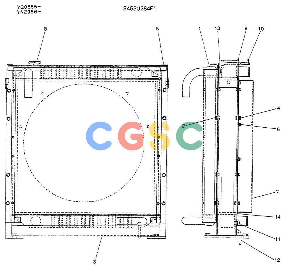 神钢零件查询(K907LC) - MARK II EXCAVATOR ASN YQ0565 (GLOBAL) (1/87-12/03) (05-006) - RADIATOR ASSY Kobelco